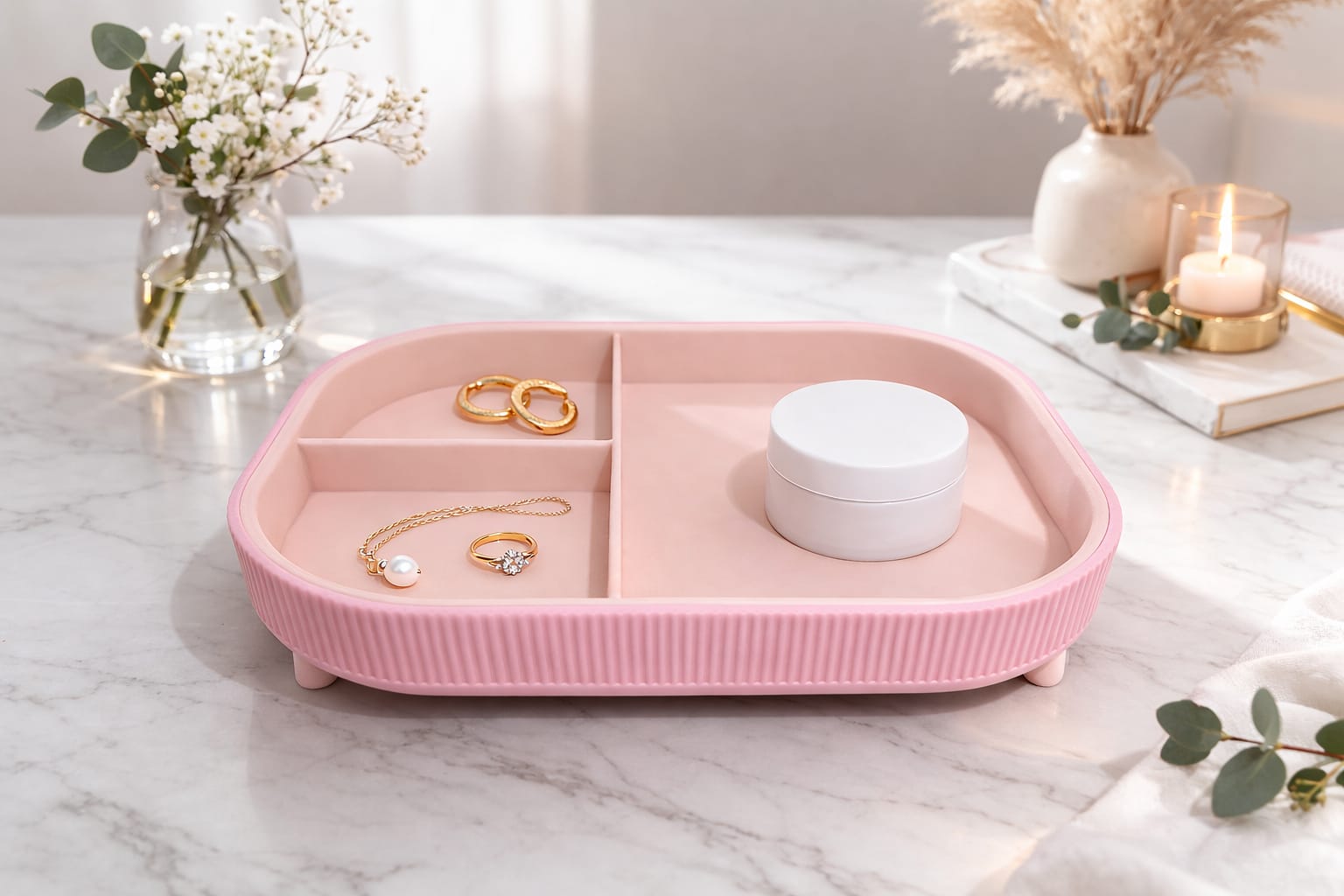 3'lü Modern Takı ve Aksesuar Organizer Seti - Özel Dokulu 3D Tasarım