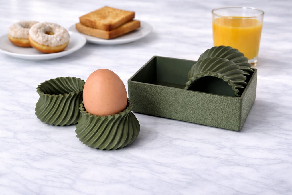 Modern Kahvaltı Sunum Seti - 3D Baskı Geometrik Yumurtalık (4 Adet)