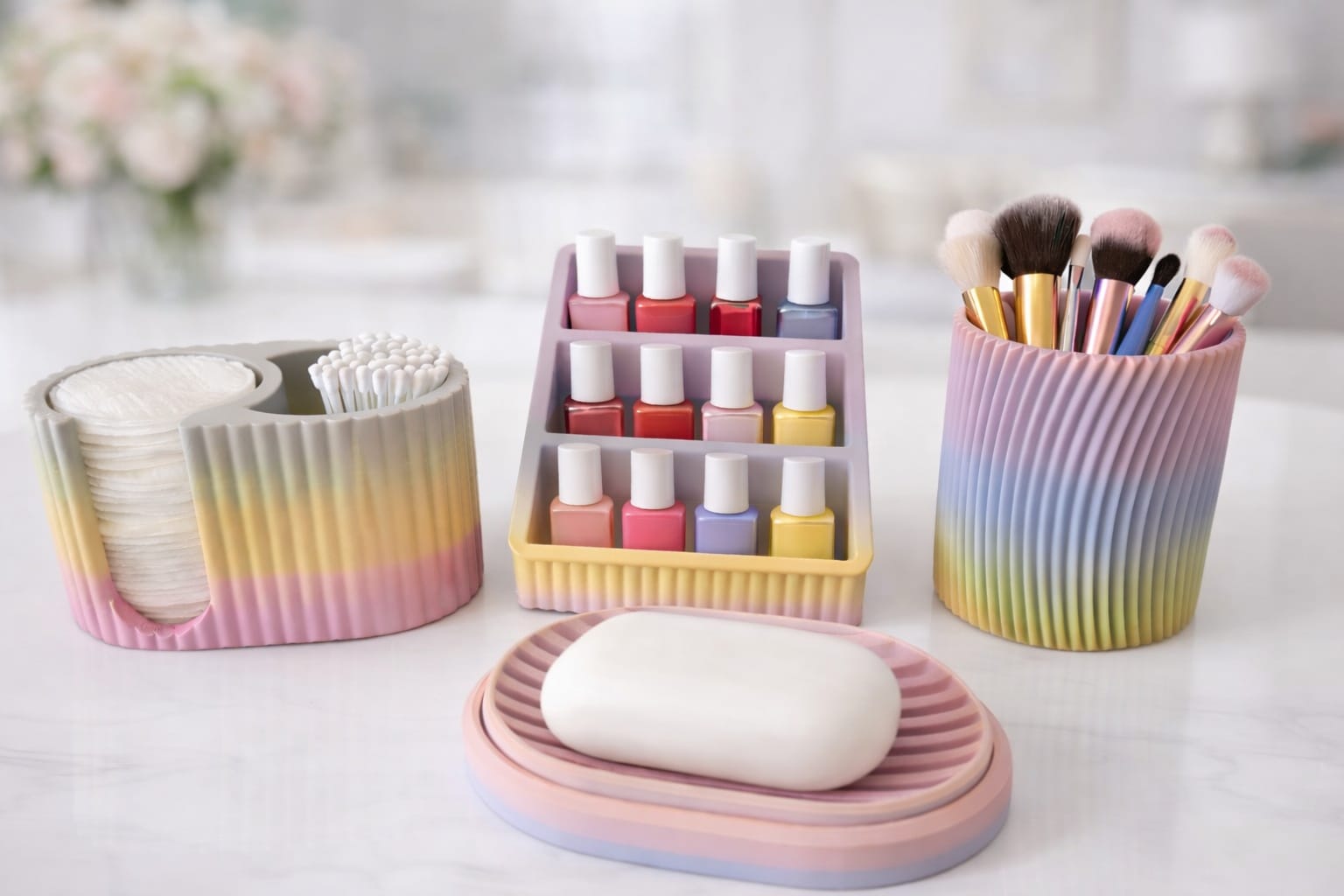 Renkli ve Benzersiz: 3D Baskı Gökkuşağı Banyo Seti