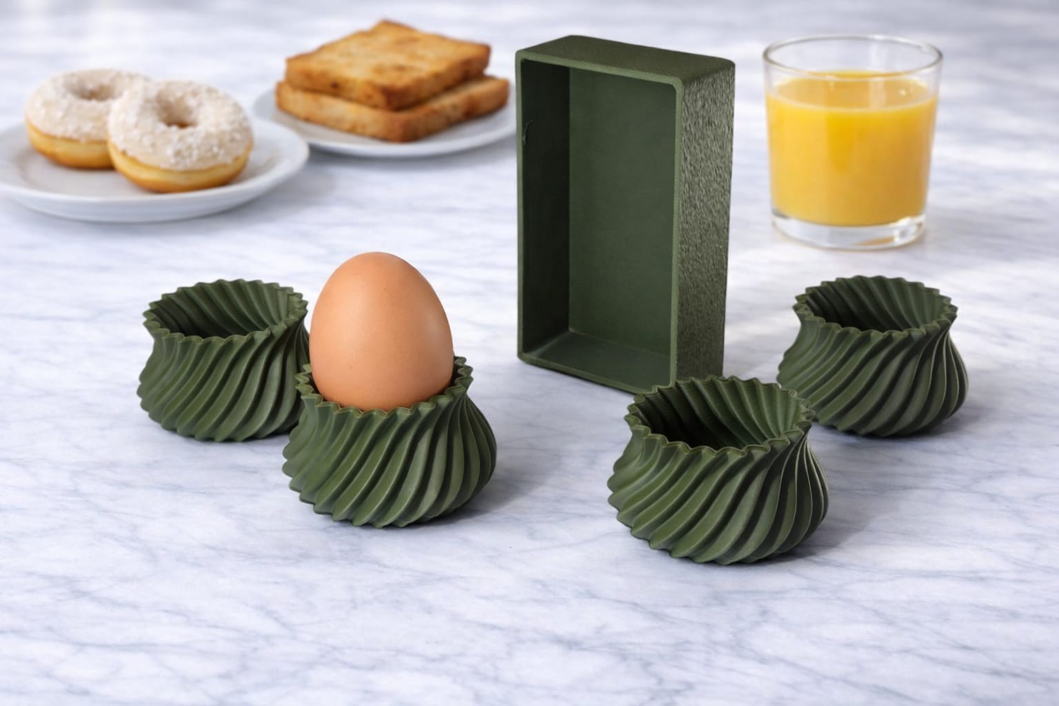 Modern Kahvaltı Sunum Seti - 3D Baskı Geometrik Yumurtalık (4 Adet)