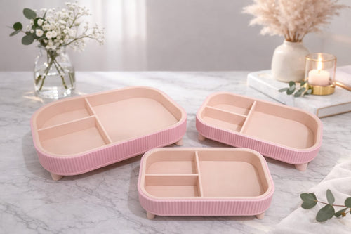 3'lü Modern Takı ve Aksesuar Organizer Seti - Özel Dokulu 3D Tasarım