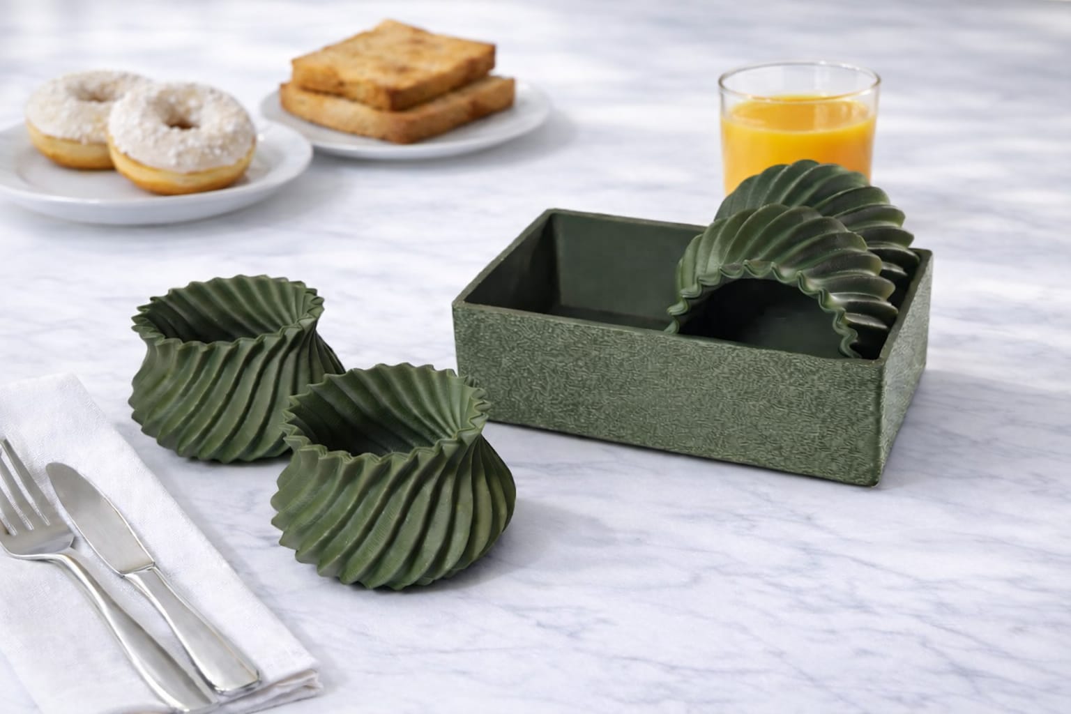 Modern Kahvaltı Sunum Seti - 3D Baskı Geometrik Yumurtalık (4 Adet)